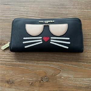Karl Lagerfeld Black Wallet with Cat Face Design